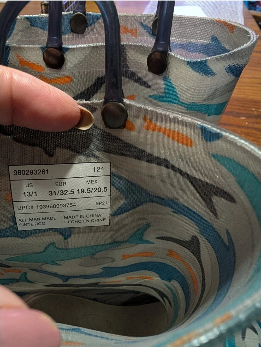 Member's Mark Light Up Shark Pull On Kid Rain Boots